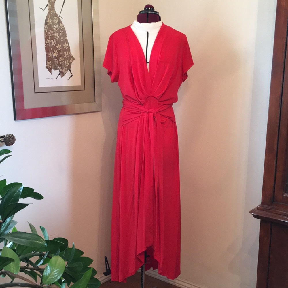 Michael Kors womens red semi formal maxi wrap dress. Size 2x